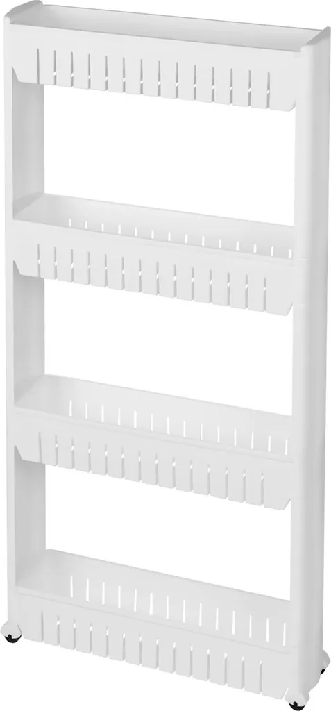 Meuble de rangement 5 étages en plastique PP gris clair avec roulettes