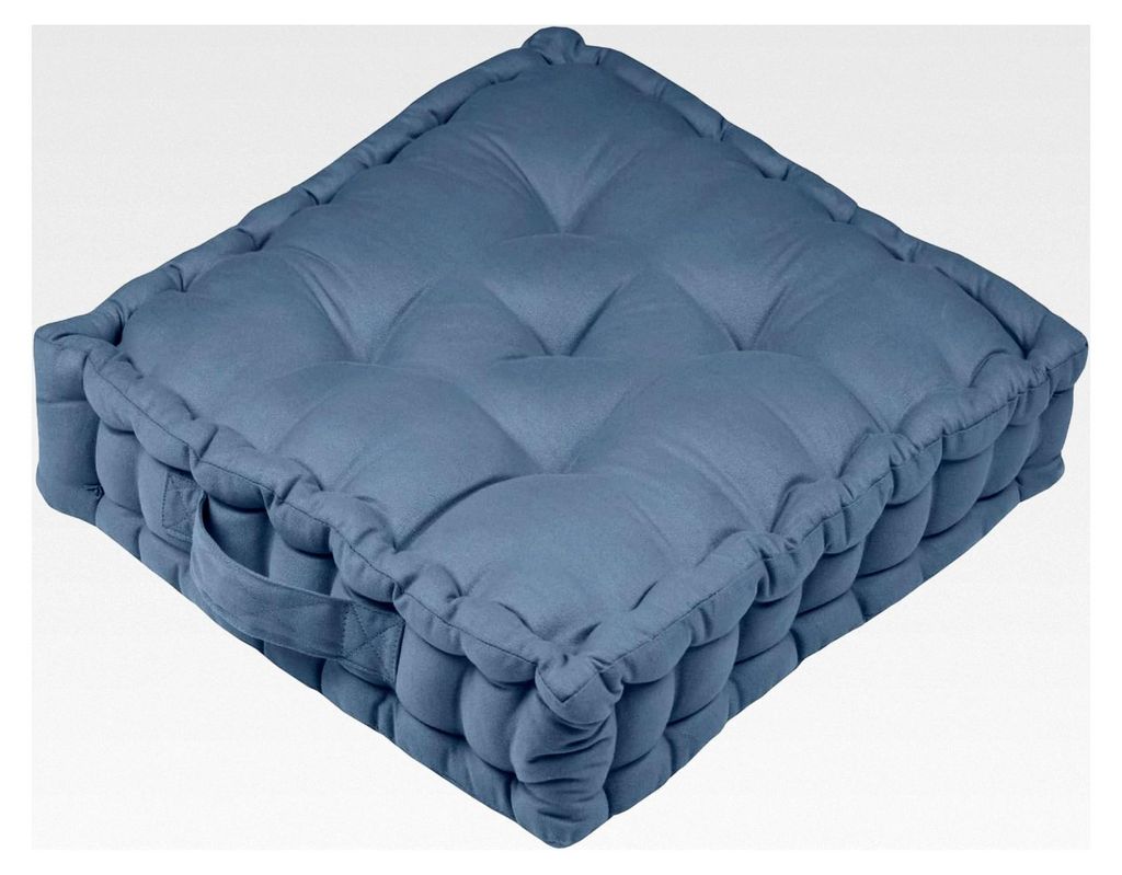 Lovely Casa – Bodenkissen – 45 x 45 x 10 cm – 100 % Baumwolle – Sturmblau – Oxford – Baumwollsatin – hohe Qualität – Bequeme Sitzf...