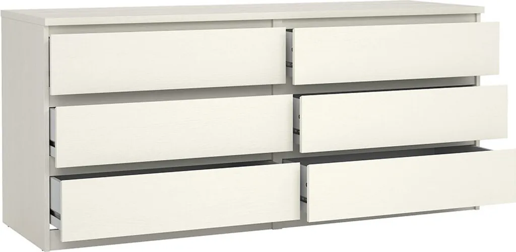 Commode 6 Tiroirs Chêne Blanc Noulan - Grand Buffet Bas de Chambre Chic - 3