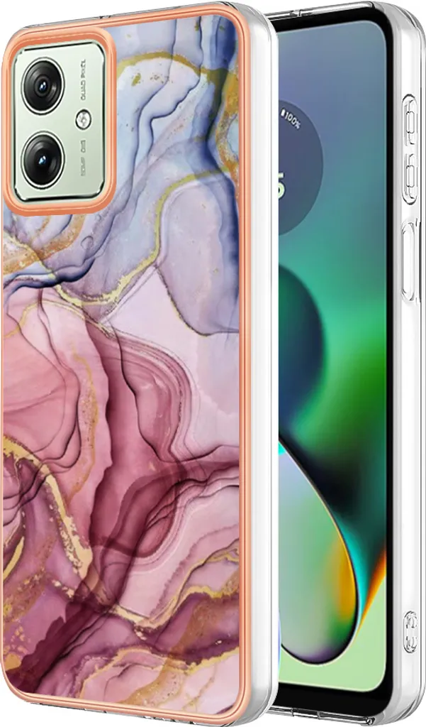 Custodia Motorola Moto G54 Antiurto Silicone TPU Rinforzato Oro Rosa - 1