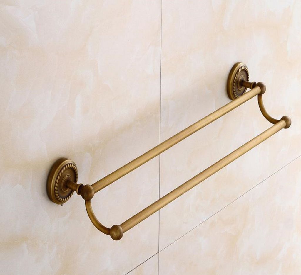 Handtuchhalter & Toilettenpapierhalter Aus Messing – Vintage-Set In Antikem Gold, Wandmontiert Mit Versteckten Schrauben