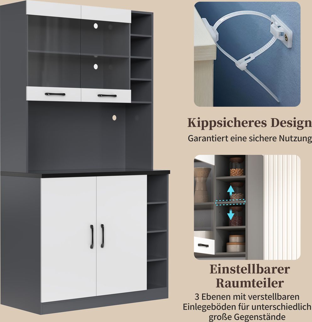 Flieks Küche Hochschränke Küchenbuffet mit LED, Produktbild 6