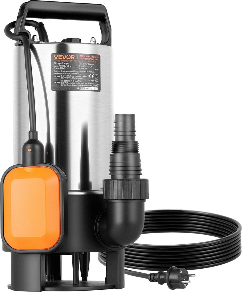 VEVOR 710W pompa sommergibile, 20000l/h, pompa per acque Immagine del prodotto 