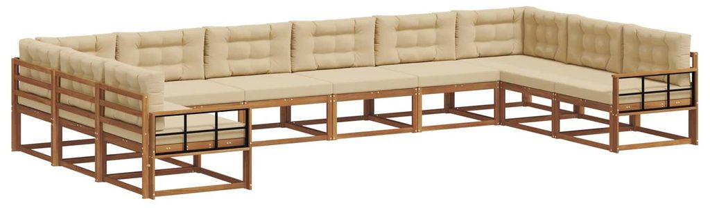 "Rabatt 2026"Outdoor-Sofa garnitur moderne - Balkonmöbel/Gartenlounge-Set - robust und langlebig - mit Kissen 10 pcs Natur und Beige - Gartensofas...