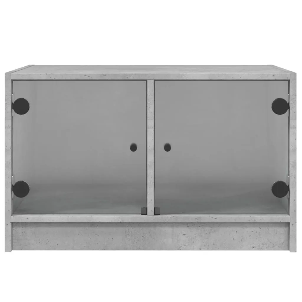 Tavolino Grigio Cemento con Ante in Vetro 68x50x42 cm | Design Moderno 2025 - 6