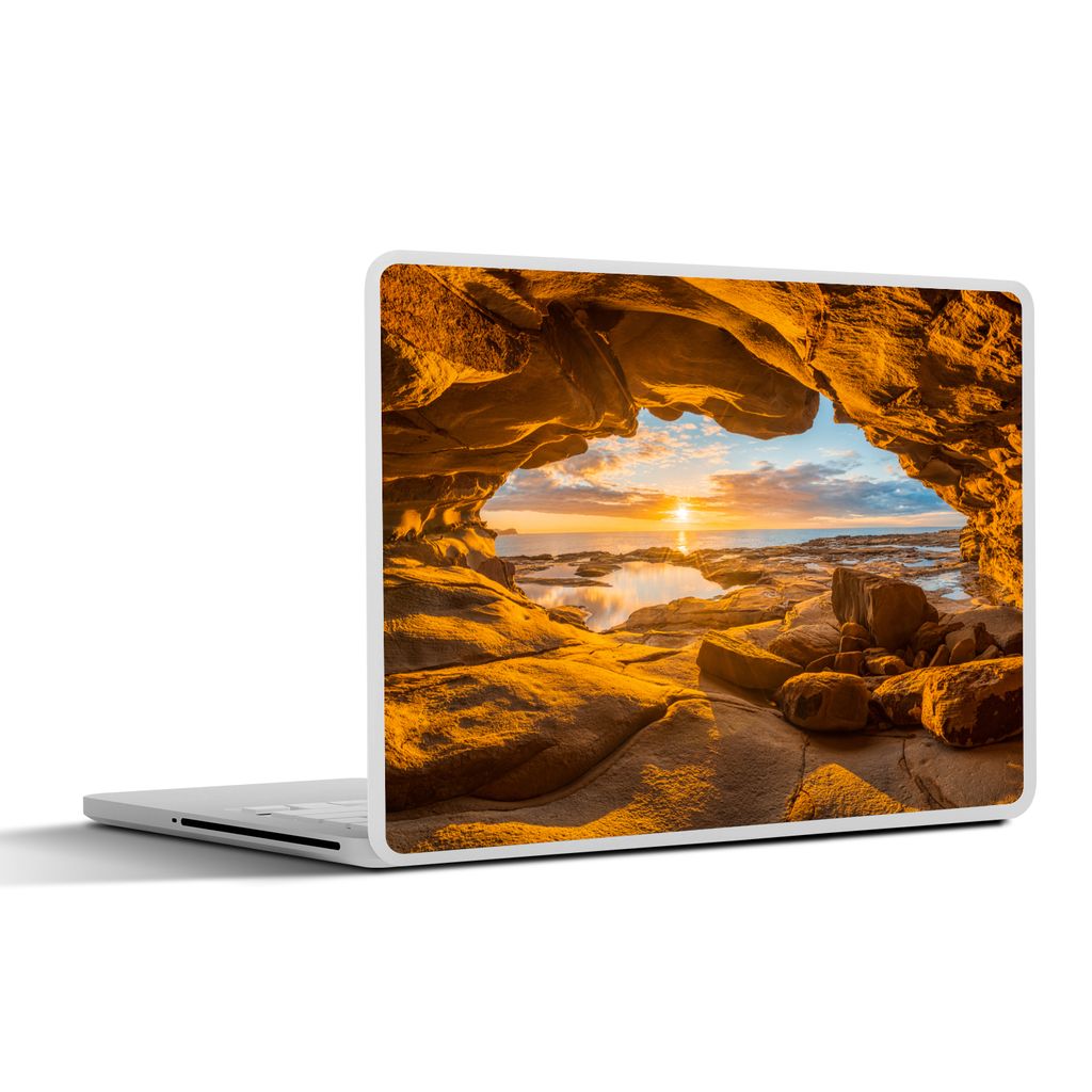 MuchoWow Laptop Aufkleber Sticker Cover Höhle - Meer - Horizont - Sonnenuntergang 40x30 cm - Laptop Dekoration - Selbstklebend