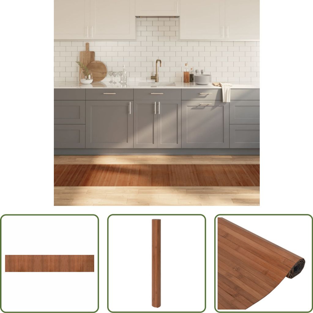The Living Store Teppich Rechteckig Braun 60x300 cm Bambus
