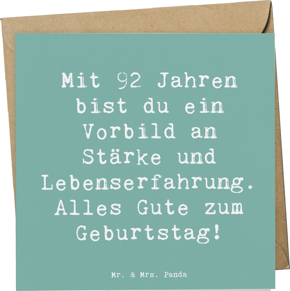 Mr. & Mrs. Panda Glückwunschkarte Spruch 92. Geburtstag Wunder - Meeresbrise - Geschenk, doppelkarte, Lebenserfahrung, Leben feiern, 92 Jahre, per...