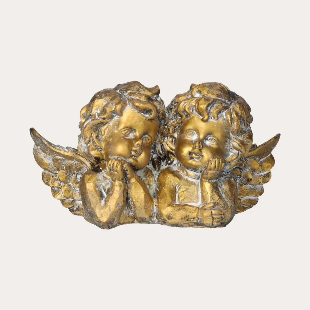 KEYHOMESTORE Paire de Chérubins en Résine Fait Main - Statuette Ange