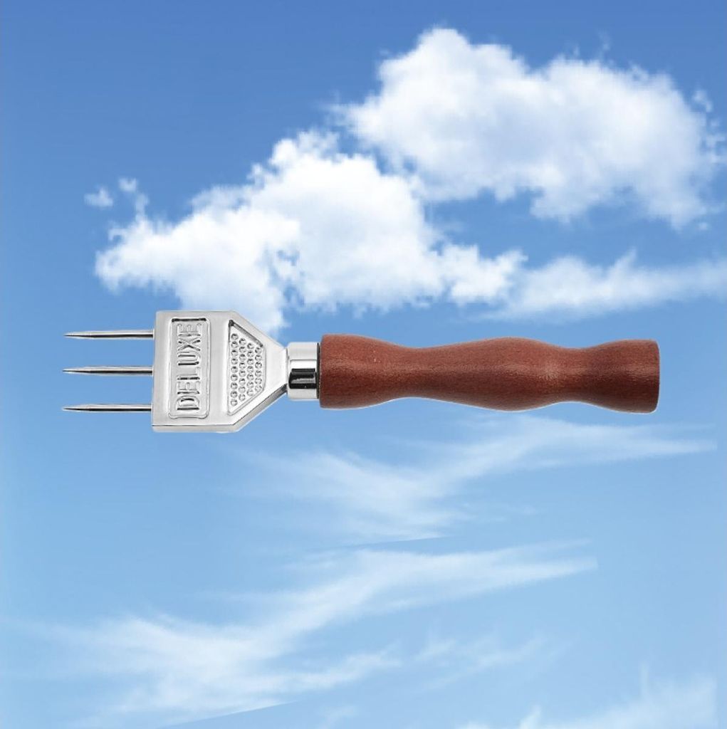 INF Eispickel mit drei Zinken, Edelstahl und Holzgriff - Cocktail-Eismeißel