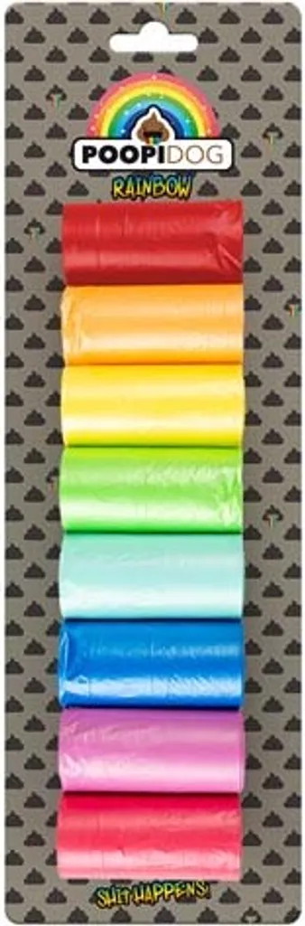 Sacchetti per cacca di cane Poopidog Rainbow - 8 x 20 pezzi