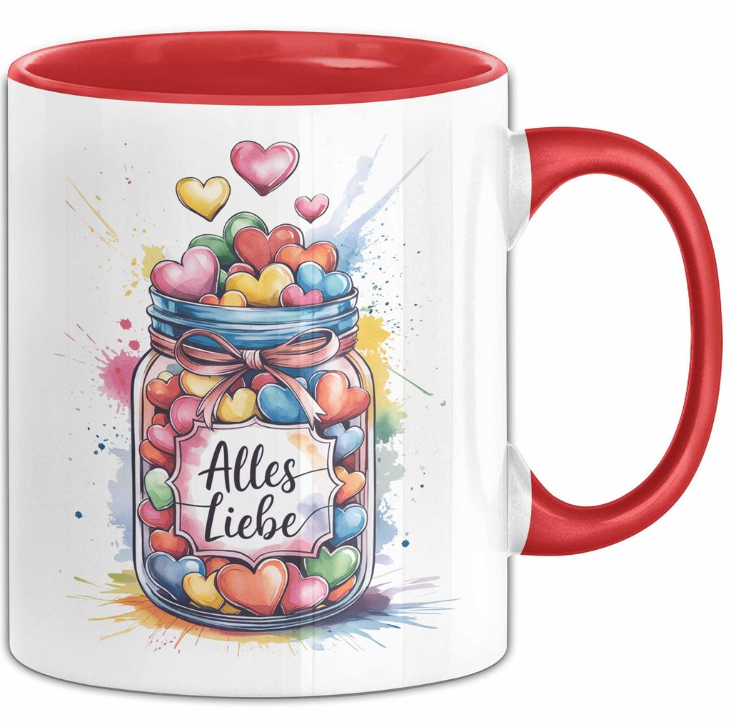 Liebe Romantisch Geburtstagsfeier Tasse Geschenk Lustige Geschenkidee Spruch Alles Liebe (Rot)