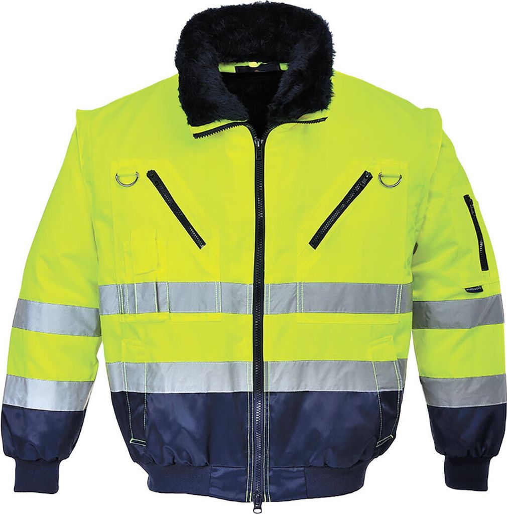 Portwest PJ50 Warnschutz 3-in-1 Kontrast Pilotjacke Gelb/Blau XL