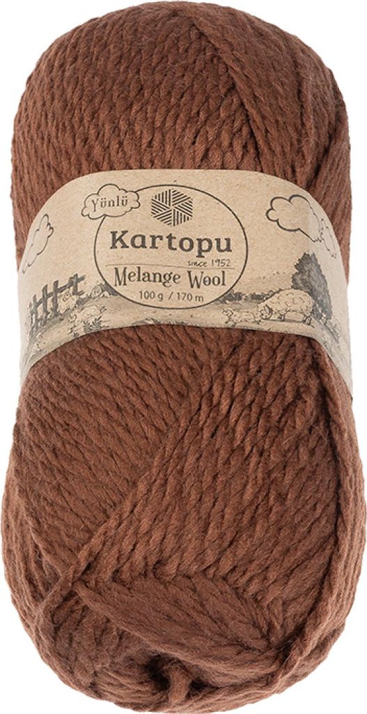 Przędza MELANGE WOOL - 100 g / 170 m - Brązowa Zdjęcie produktu 