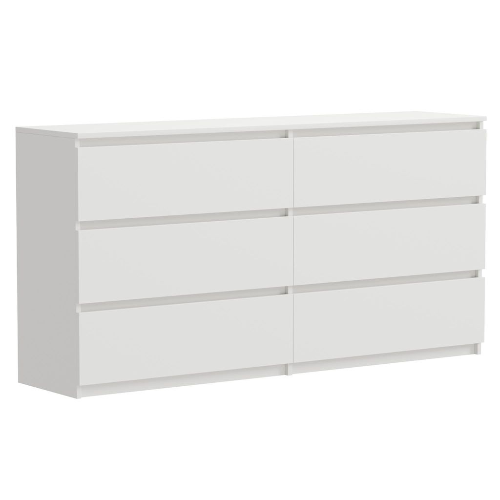 Kommode Schubladenkommode Weiß 140 cm mit 6 Schubladen Produktbild 