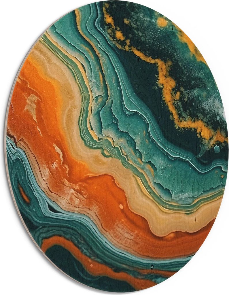 DEQORI Holzbild Ø 50 cm 'Tropisch gemasert' Bild auf Holz Wandbild Kunstdruck nachhaltig