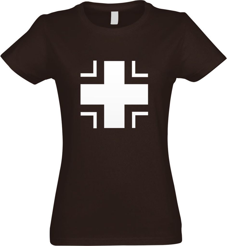 Kiwistar - T-Shirt tailliert - Damen - Chocolate - Bundeswehr Kreuz - mit Motiv Bedruckt - Funshirt Design - Sport - Freizeit - Damen - XXL