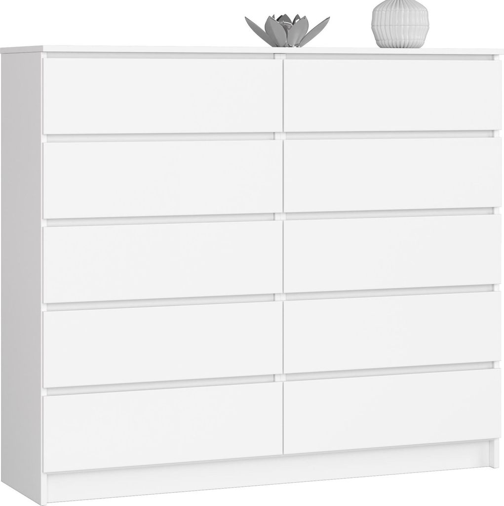 Akord Kommode 10 Schubladen Weiß 138X40X121 Cm