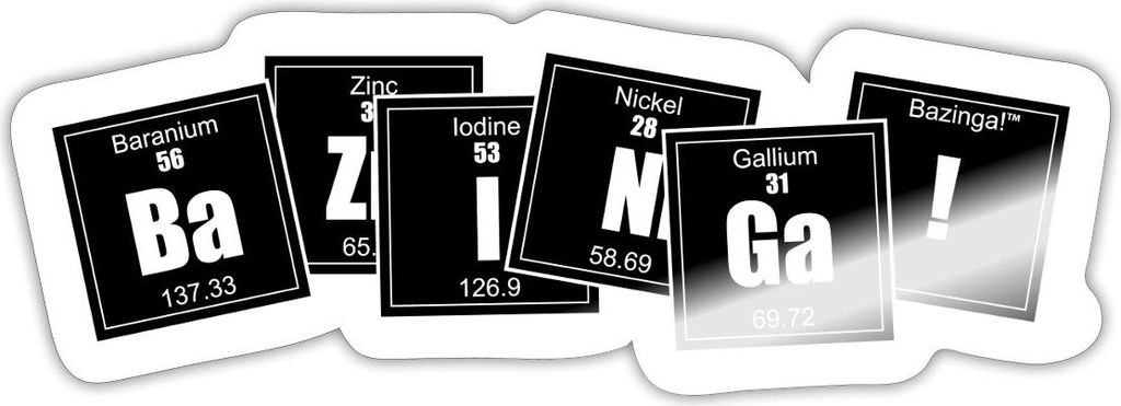 Spreadshirt The Big Bang Theory Bazinga Spruch Sheldon Element Sticker Aufkleber, 10 x 10 cm, Weiß glänzend