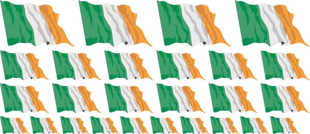 Mini Aufkleber Set - Pack wehend - 4x 51x31mm+ 12x 33x20mm + 10x 20x12mm- selbstklebender Sticker - Fahne - Irland - Flagge / Banner / Standarte f...