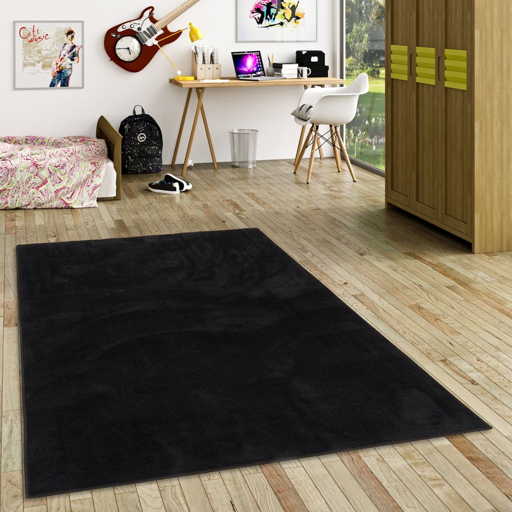 Super Soft Hochflor Langflor Teppich Melia Kids Schwarz, Größe:140x200 cm