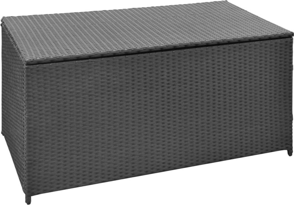 Coffre de jardin noir 120x50x60 cm Poly rotin Image du produit 