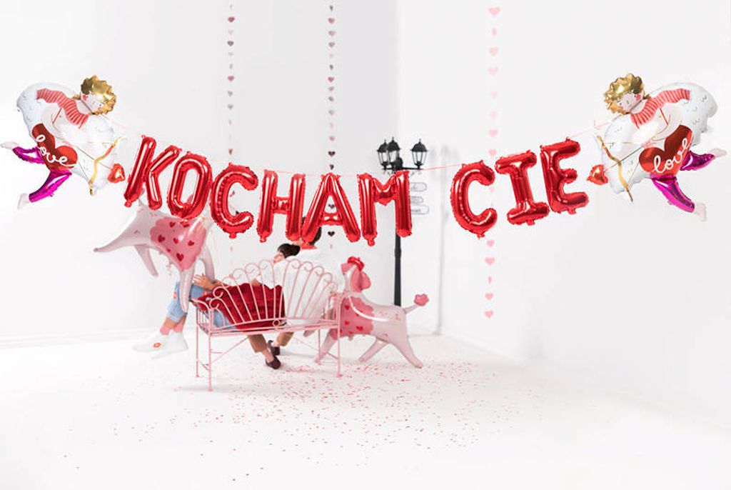 Folienballon mit der Aufschrift „Ich liebe dich“, 285 x 40 cm, rot