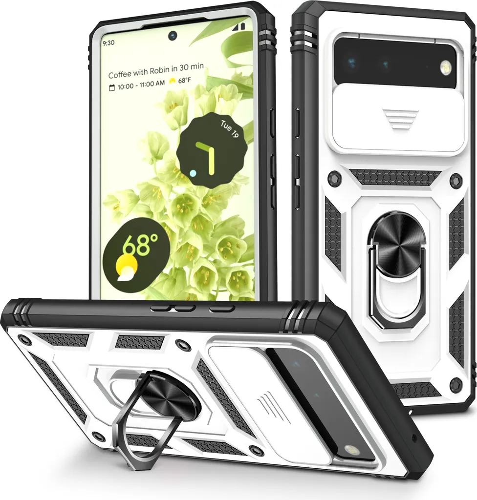 Cover Bianca Google Pixel 6: Design Militare e Porta Carte Integrato
