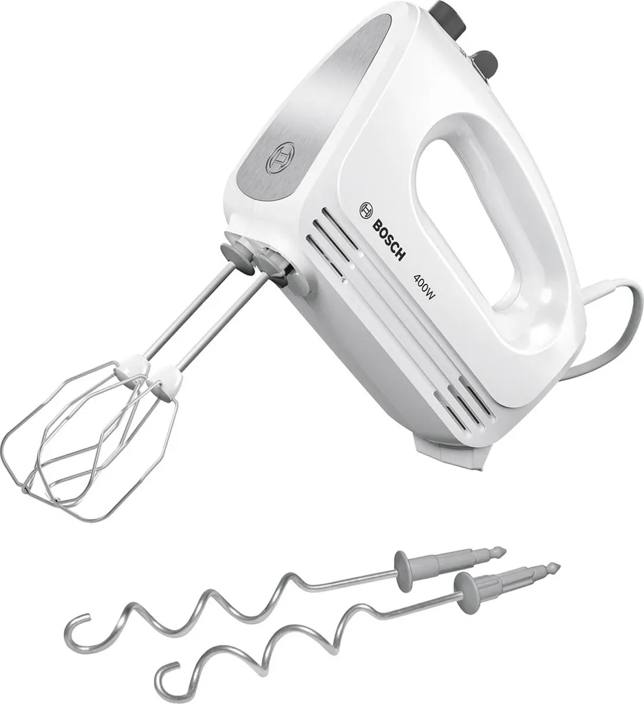 Batteur électrique Bosch MFQ24200 de 400W pour Pâtisserie Blanc/Argent