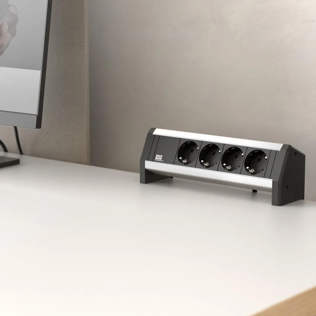 Solution alimentation bureau BACHMANN DESK 4 prises et câble de 3m noir