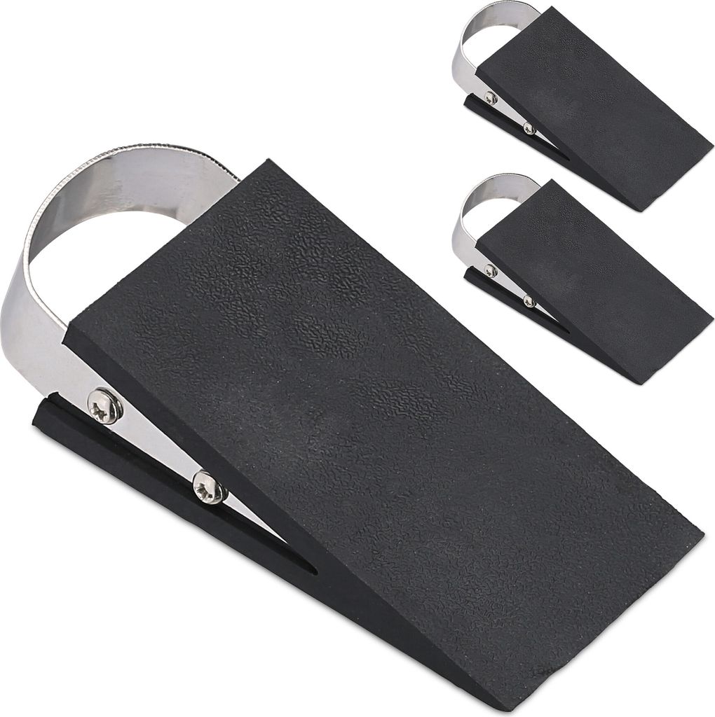 Türkeil Set von 3 - Gummi und Edelstahl - rutschfest - 3 x 5 x 11,5 cm - schwarz-silber