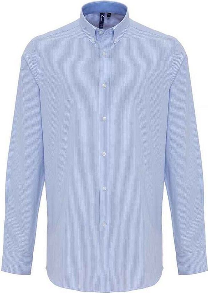 Premier - Hemd für Herren Langärmlig PC6050 (L) (Weiß/Dunkelblau)