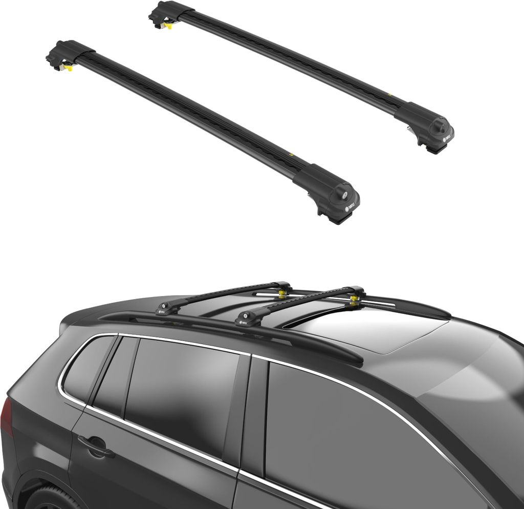 TURTLE DACHTRÄGER AIR-1 SSANGYONG KYRON ALL 2006 - 2015 Raised Rails , Schwarz