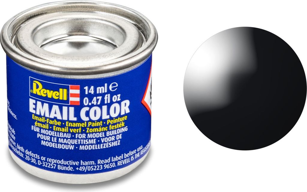 Revell Black, gloss RAL 9005 14 ml-tin, Czarny, 1 szt. Zdjęcie produktu 