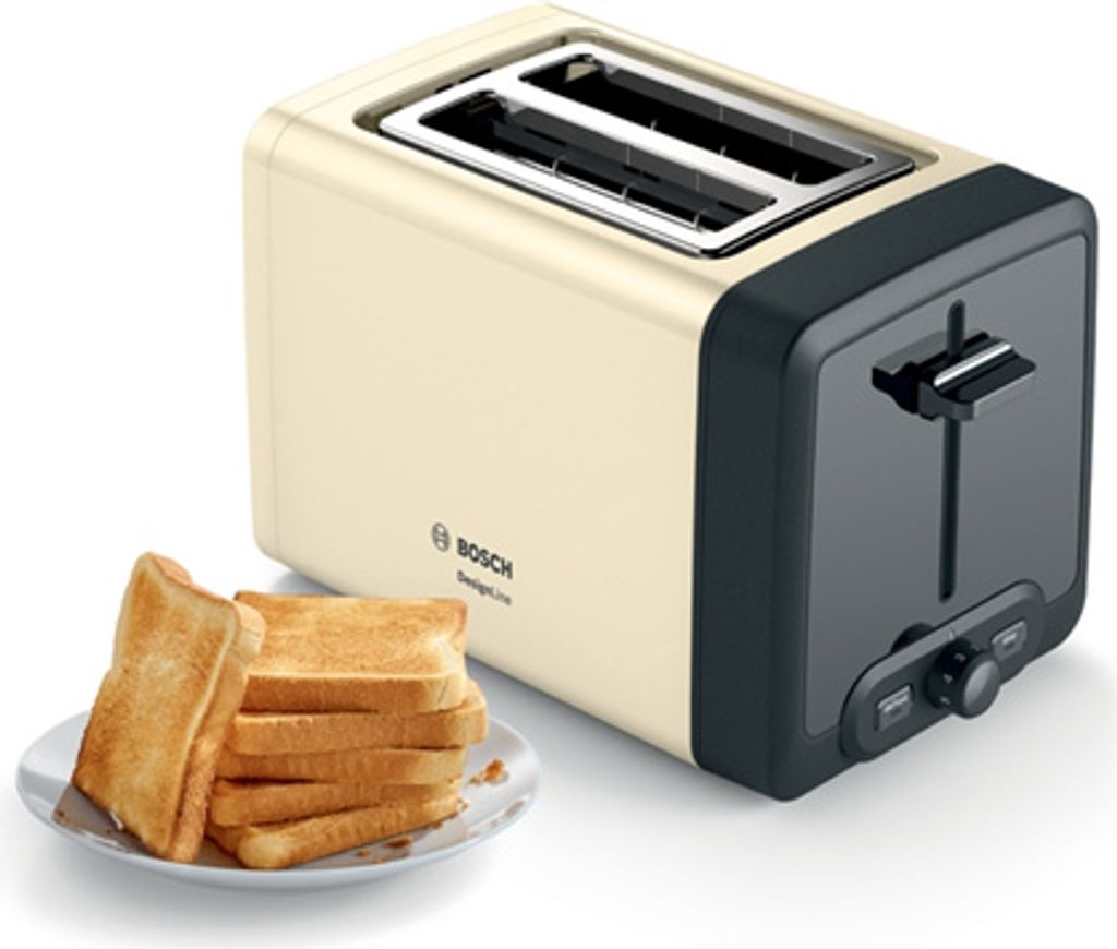 Bosch | TAT4P427 | DesignLine Compact Toaster | Leistung 970 W | Anzahl der Schlitze 2 | Gehusematerial Edelstahl | Beige