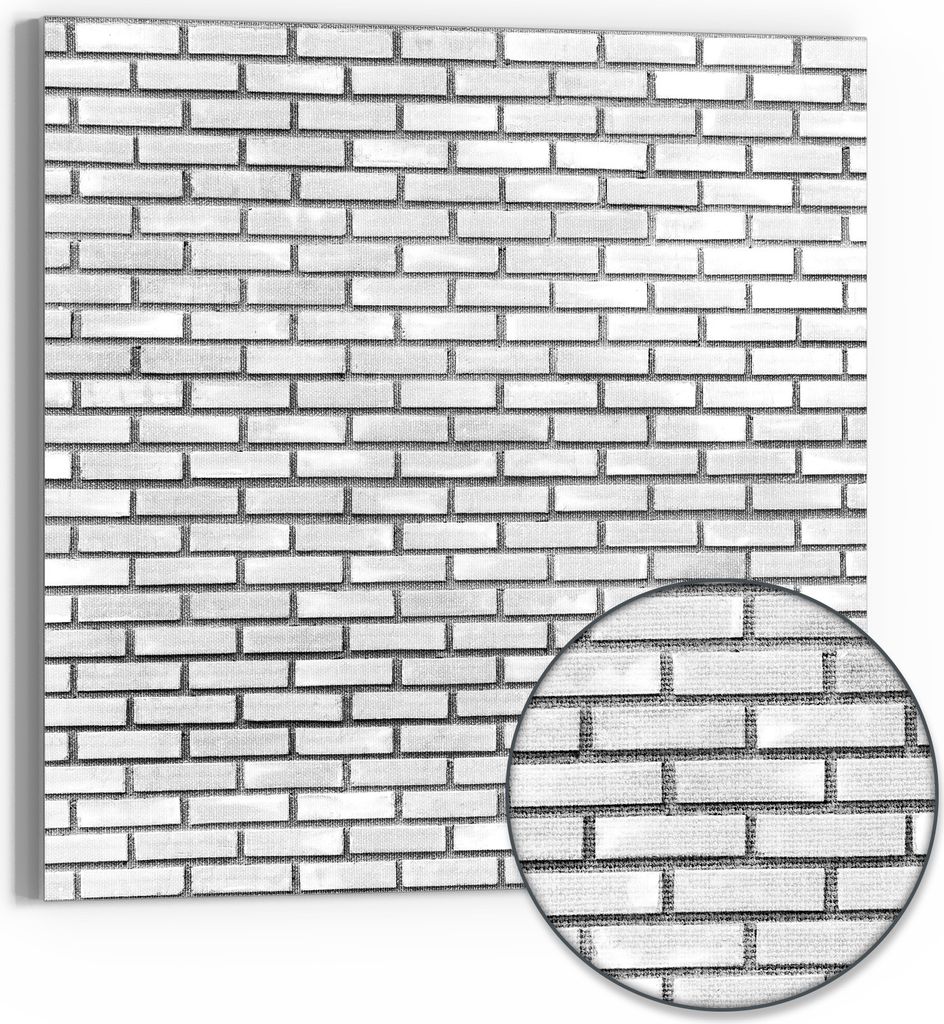 DEQORI Hybrid Leinwand Bild 50x50 cm 'Weißes Ziegelwerk' Produktbild 