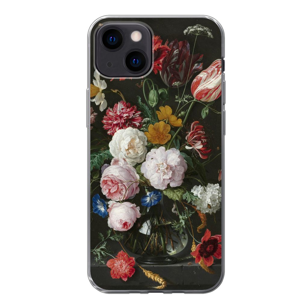 MuchoWow Handyhülle Schutzhülle Hülle für iPhone 13 mini Stilleben mit Blumen in einer Glasvase - Gemälde von Jan Davidsz. de Heem Silikon S...