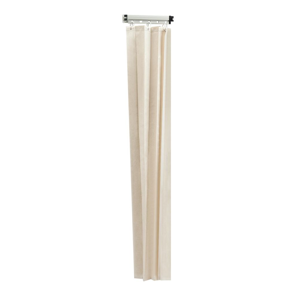 Faltbarer Duschvorhangstangensatz 1,2*1,8m Wandmontierter Eck-Duschstange mit Vorhang (Weiß&Beige)