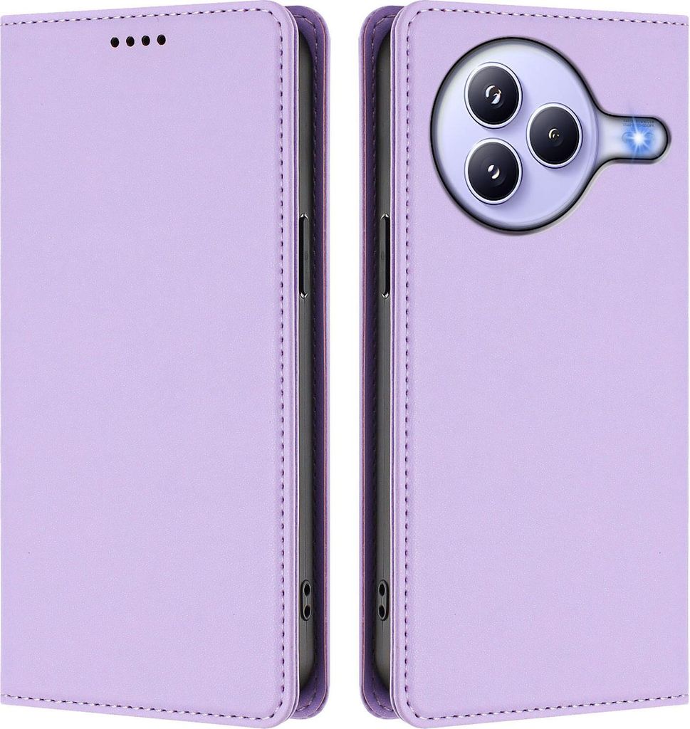 Handyhülle für Xiaomi Civi 5 Pro, Kunstleder Klapphülle Stoßfeste Magnetische Hülle mit Ständer Violett