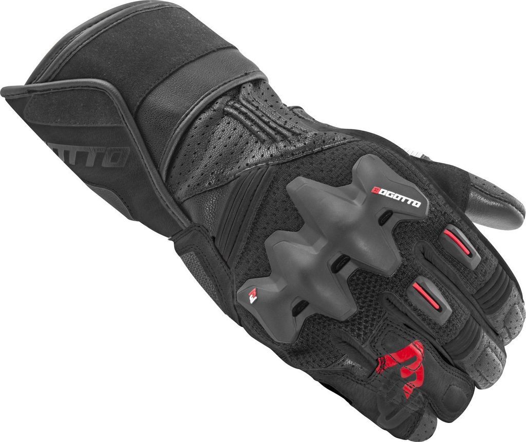 Bogotto Alton perforierte Motorrad Handschuhe, schwarz, XL