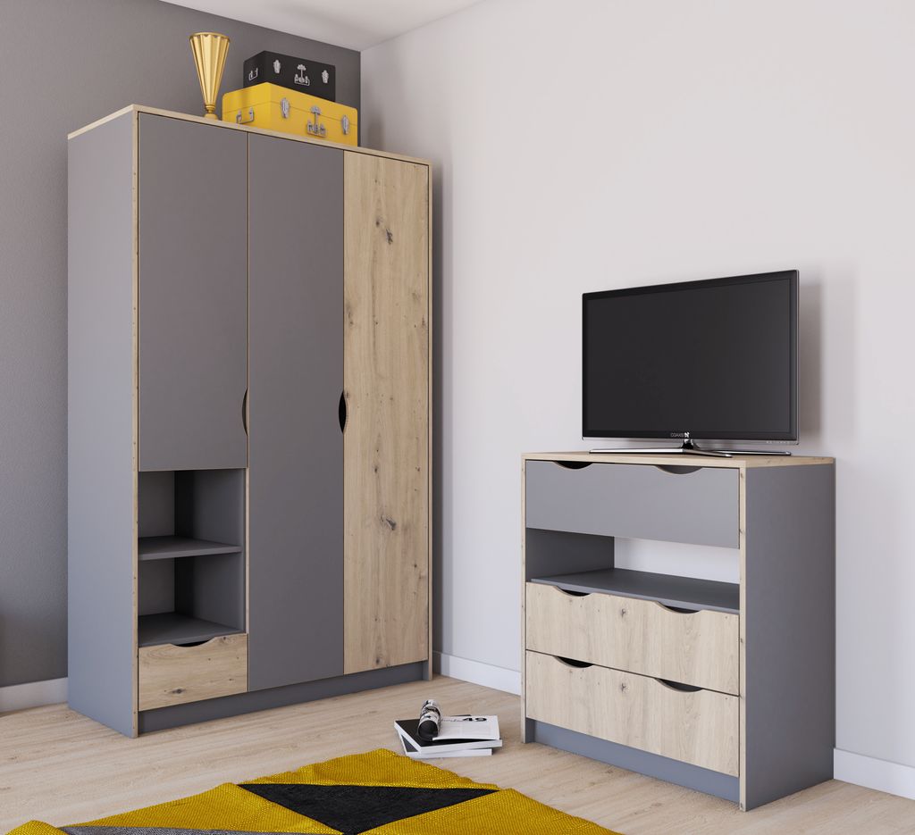 Drehtürenschrank Kleiderschrank Schrank Garderobenschrank Produktbild