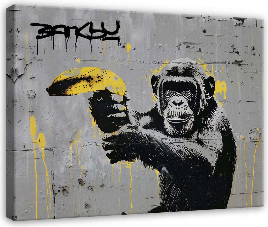 Leinwandbild Wandbild Abstrakt Banksy 60x40 cm XXL Modern Leinwand Bilder Leinwandbilder Wohnzimmer Schlafzimmer Wanddeko