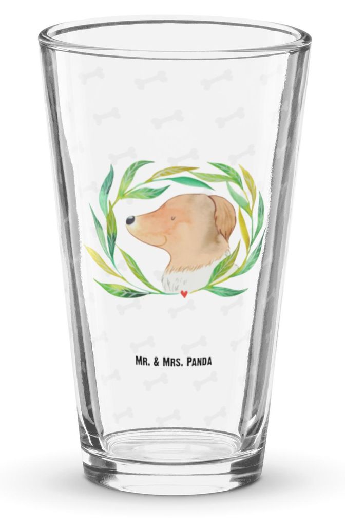 Mr. & Mrs. Panda Glas Hund Blumen - Transparent - Geschenk, Pint, Niedlich, Cocktailglas, Hundemama, Ranke, Longdrinkglas, Sprüche, Hunde, Biergla...