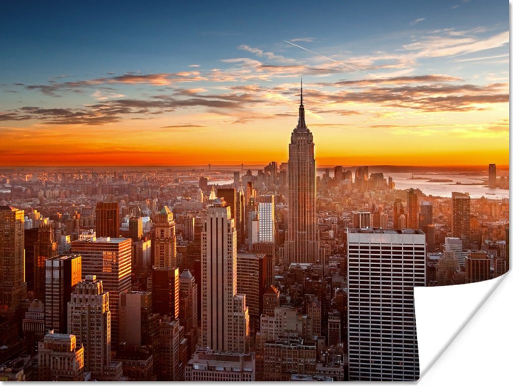 MuchoWow Poster Skyline - New York - Sonne 40x30 cm - Plakate für die Wände - Poster Wohnzimmer