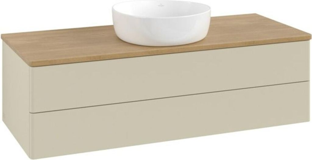 V&B Waschtischunterschrank ohne Frontstruktur, mit Beleuchtung Antao 120x36x50cm, WBP hon. Oa, si Gr m Lac