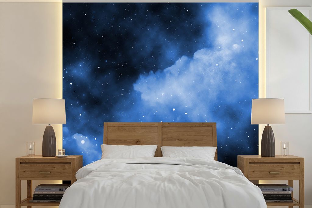 MuchoWow Fototapete für Wohnzimmer oder Schlafzimmer Wandtapete Vinyl Motivtapete Sterne - Weltraum - Universum - 240x240 cm - Schlafzimmer-Tapete