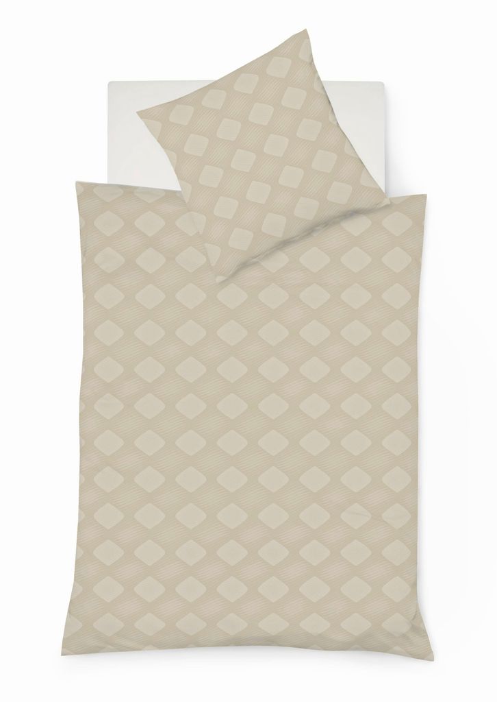 Fleuresse Mako Brokat Damast Bettwäsche 155x220 Rauten creme 454432