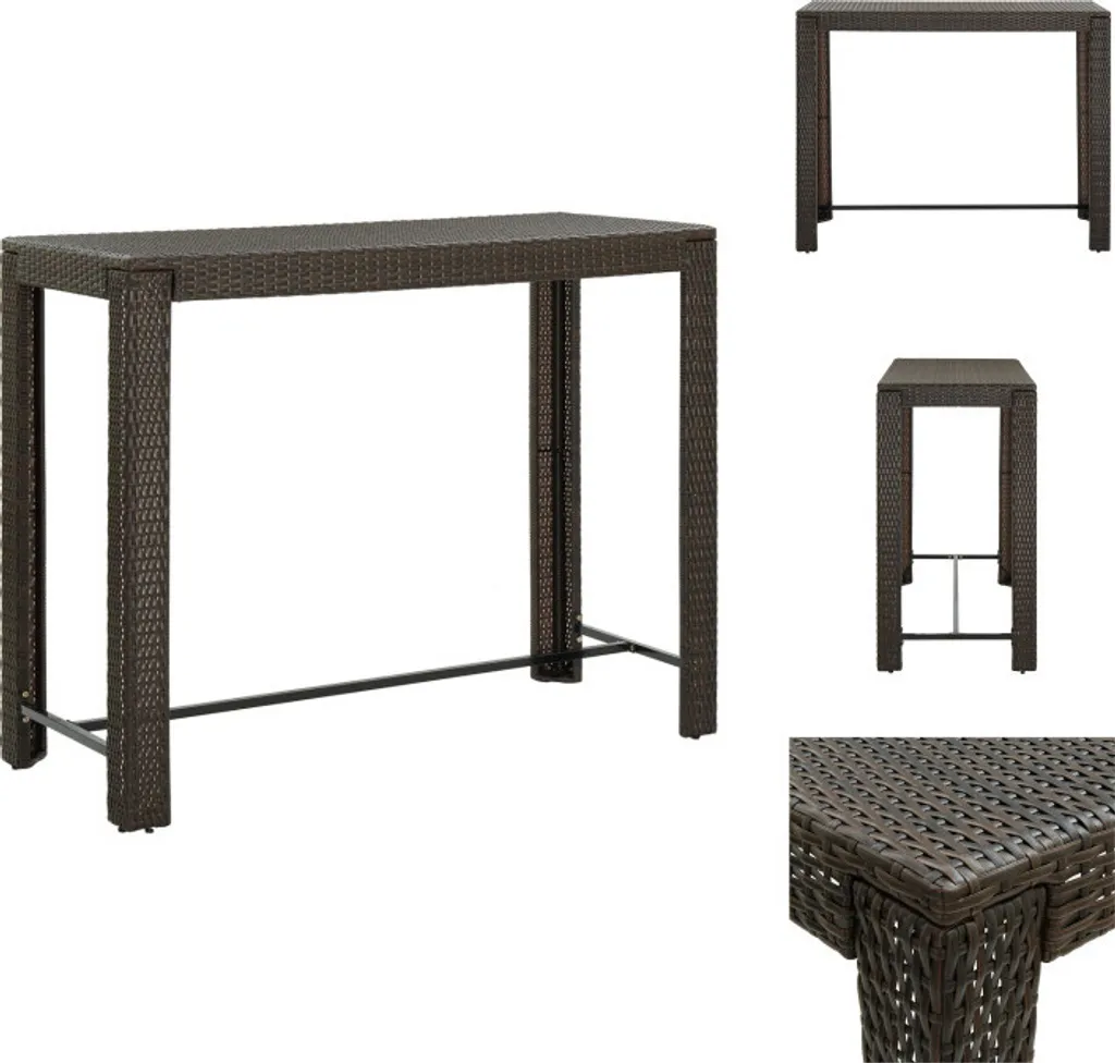 Tavolo Alto da Giardino vidaXL in Rattan PE Marrone 140,5 cm