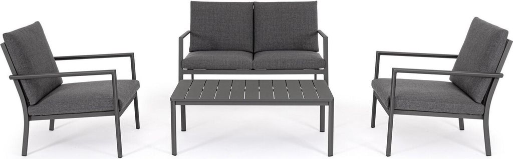 4er Set Sitzgruppe Konnor 134 x 82 x 84 cm Aluminium Polypropylen Anthrazit