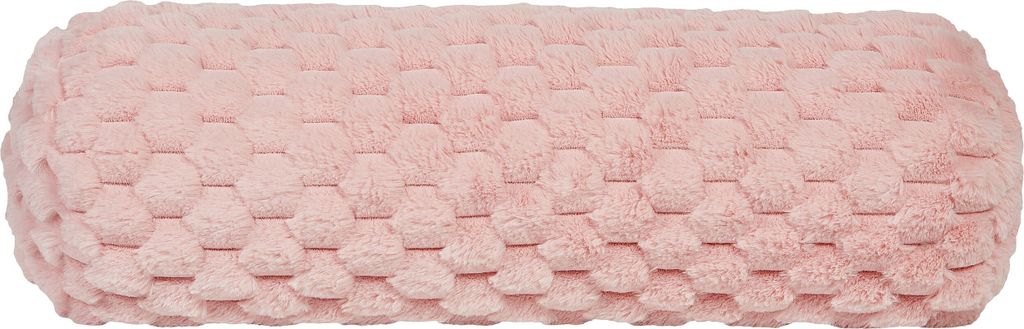 BELIANI Dekokissen Rosa Kunstfellbezug mit Füllung 22x60 cm Geometrisches Muster Modern Kissenrolle Nackenrolle für Sofa Sessel Wohnzimmer Schlaf...